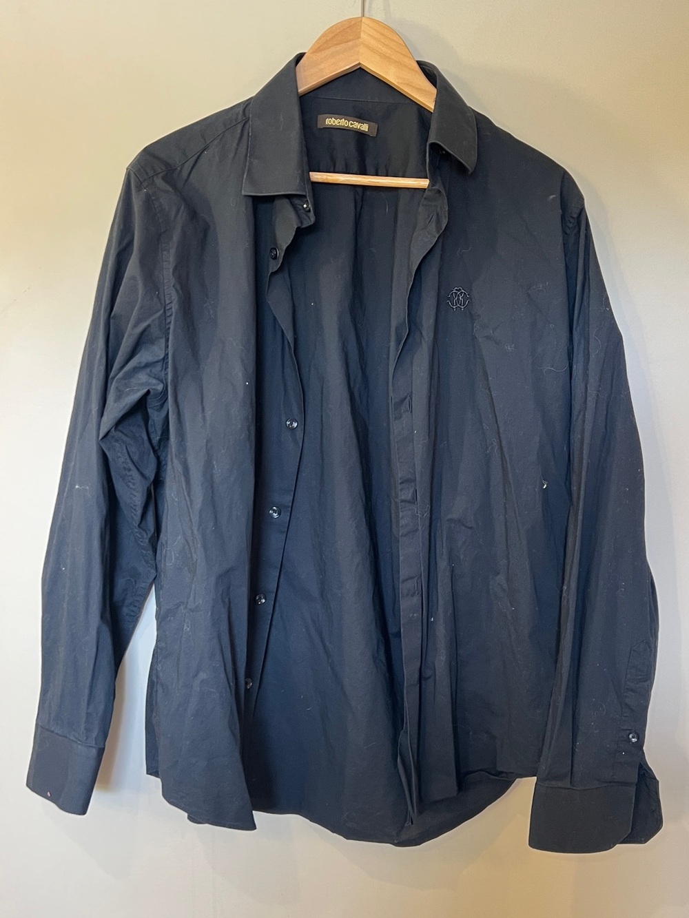 Roberto Cavalli Black Dress Shirt XL 17 34/35 Button Down - Picture 3 of 10